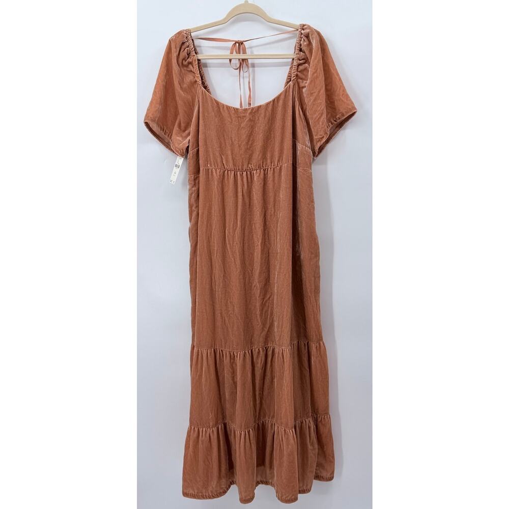 Anthropologie Velvet Empire Waist Midi Dress Blush 18W NWT - Picture 2 of 11